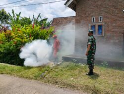 Waspada Demam Berdarah, Babinsa Koramil Tamanan Dampingi Petugas Puskesmas Laksanakan Fogging